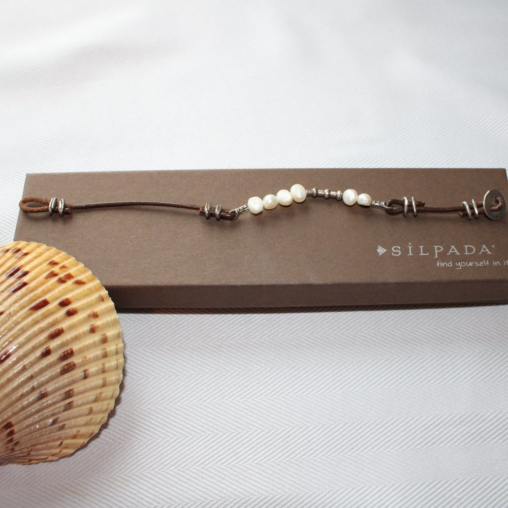 Silpada Leather and Pearl Bracelet B1062